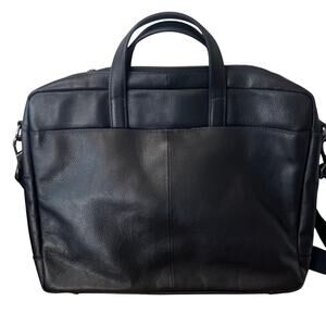 NWOT Fossil Navy Blue Leather Briefcase Laptop Work Bag